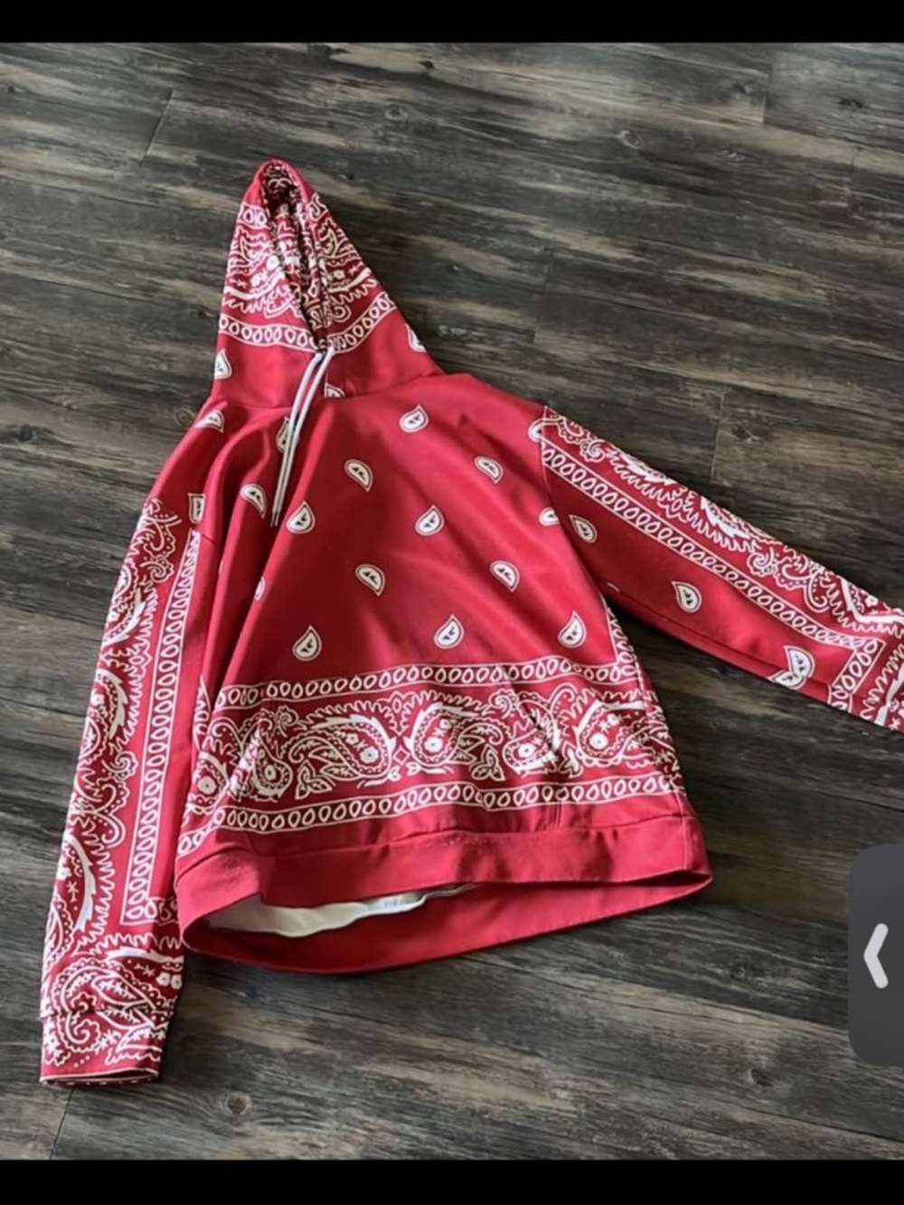 Red Bandana Print Hoodie - Paisley Pattern Men’s Medium Red Paisley Hoodie